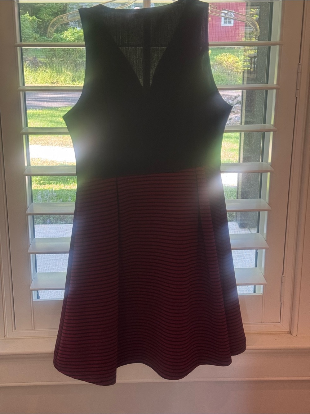 GBG Los Angeles Black Top Burgundy Striped Mini Dress like new size M